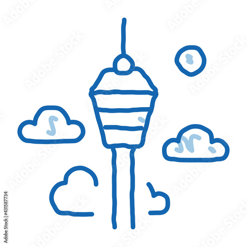 Photography kuala lumpur doodle icon hand drawn illustration