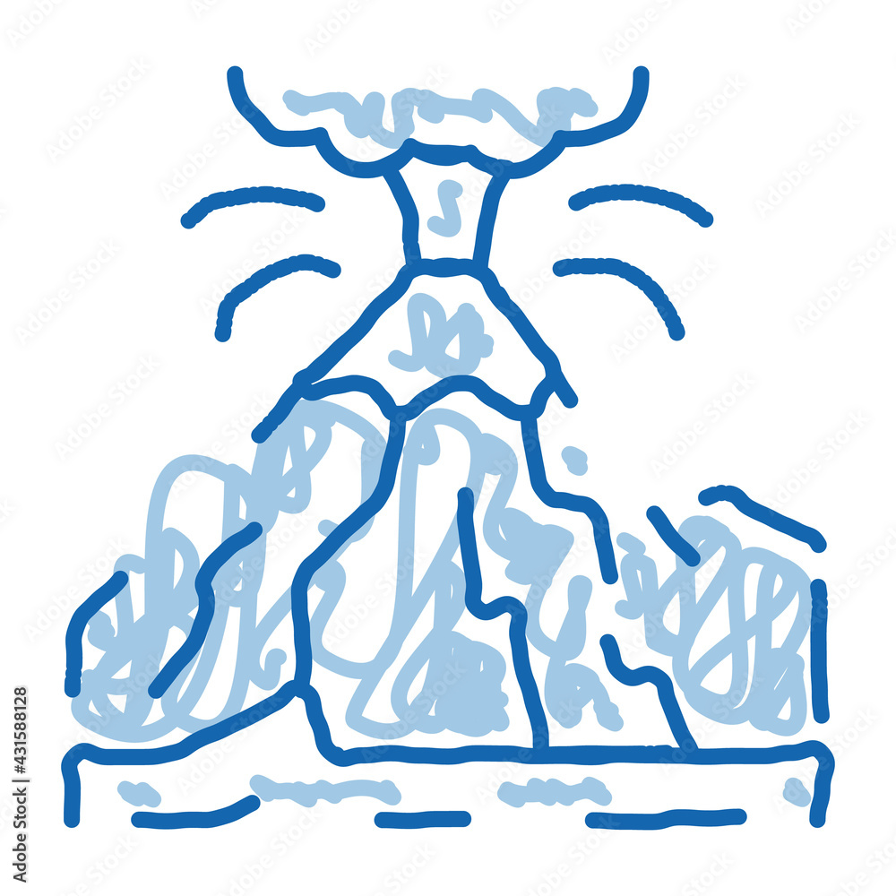 mountain eruption doodle icon hand drawn illustration mountain eruption doodle icon hand drawn illustration