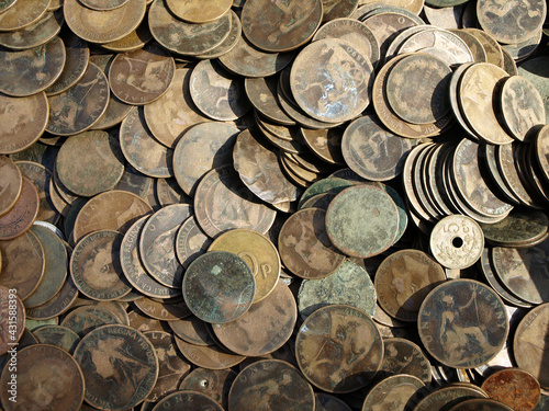 Background in the form of many old coins