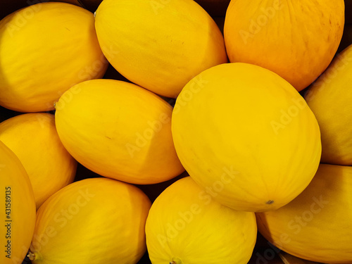 Sweet yellow melon for sale at the market  photo