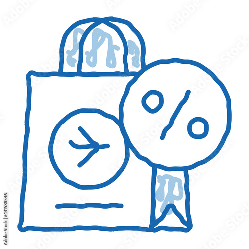 duty free paper bag doodle icon hand drawn illustration