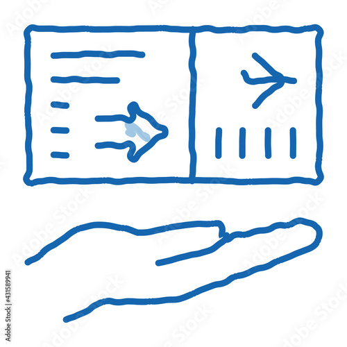 flight ticket doodle icon hand drawn illustration