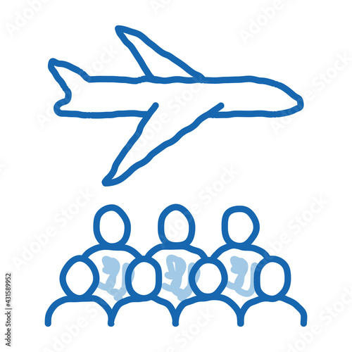 aircraft passengers doodle icon hand drawn illustration
