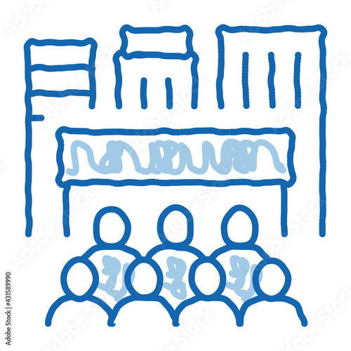 people tourists on excursions doodle icon hand drawn illustration