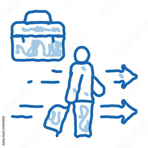 man with business suitcase doodle icon hand drawn illustration