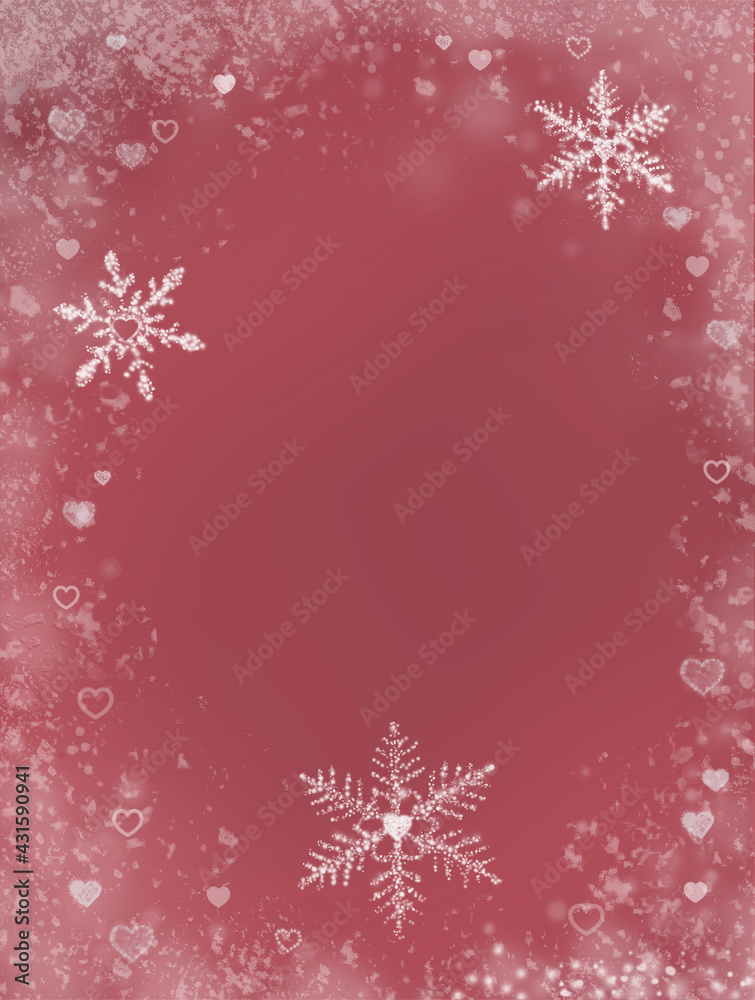 Abstract red christmas background frosted frame with snowflakes Abstract red christmas background frosted frame with snowflakes