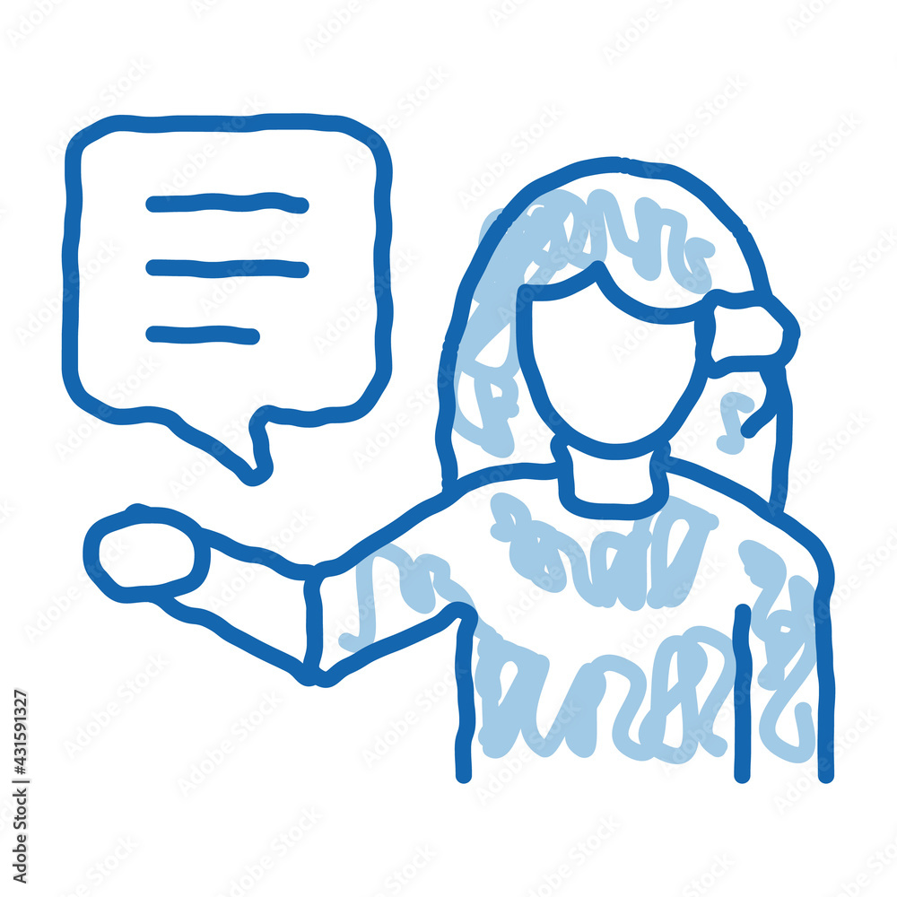 woman verbal help by phone doodle icon hand drawn illustration woman verbal help by phone doodle icon hand drawn illustration