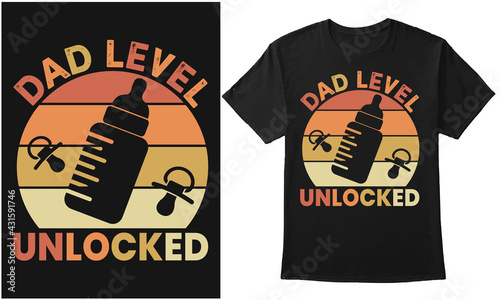Dad Level Unlocked Vector, Typography Retro Design for Banner, Poster, t-shirt, mug, etc