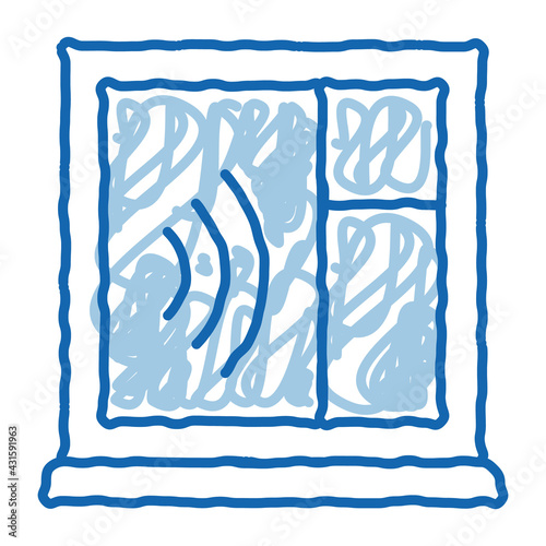 soundproof window doodle icon hand drawn illustration