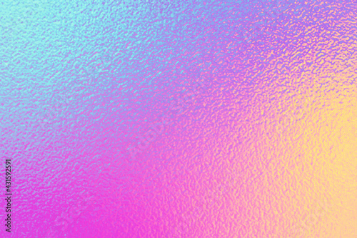 Bright gradient with foil effect. Rainbow background. Neon colors. Iridescent texture. Metallic background. Sparkly metall. Colored backdrop design for party prints. Dreamy radiance texture. Vector