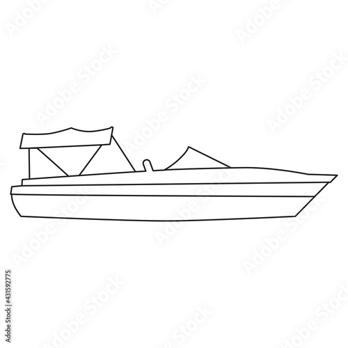 Boat line icon logo design marines, peedboat, ship, vessel, side view. Vector illustration outline simple element symbol