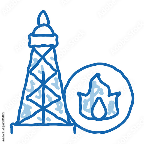gas tower doodle icon hand drawn illustration
