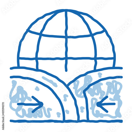 global action ground movement doodle icon hand drawn illustration