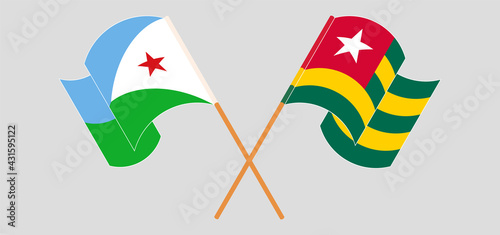 Crossed and waving flags of Djibouti and Togo