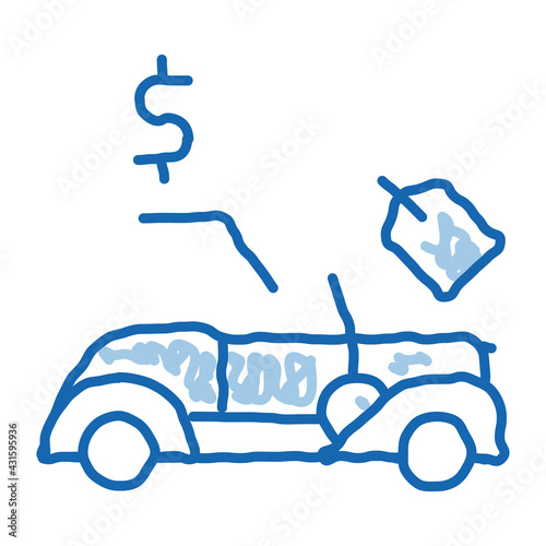 car for auction doodle icon hand drawn illustration