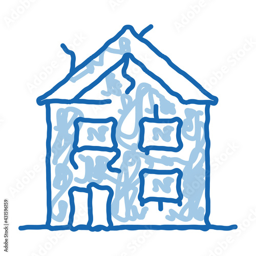 collapse of old house doodle icon hand drawn illustration