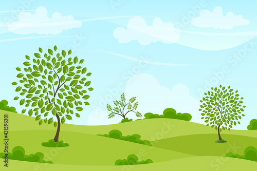 natural landscape with trees. green environment vector illustration.