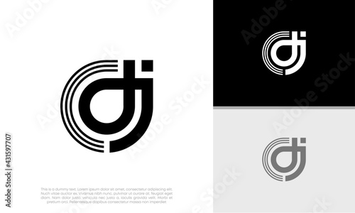 Disk Jockey logo design. Initial DJ Logo . Initial CDJ Logo. Creative typography treatment in black and white