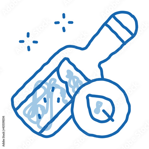 bottle with organic elixir doodle icon hand drawn illustration