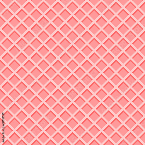 Ice cream waffle cone texture. Pink wafer background seamless pattern. Vector flat cartoon illustration.