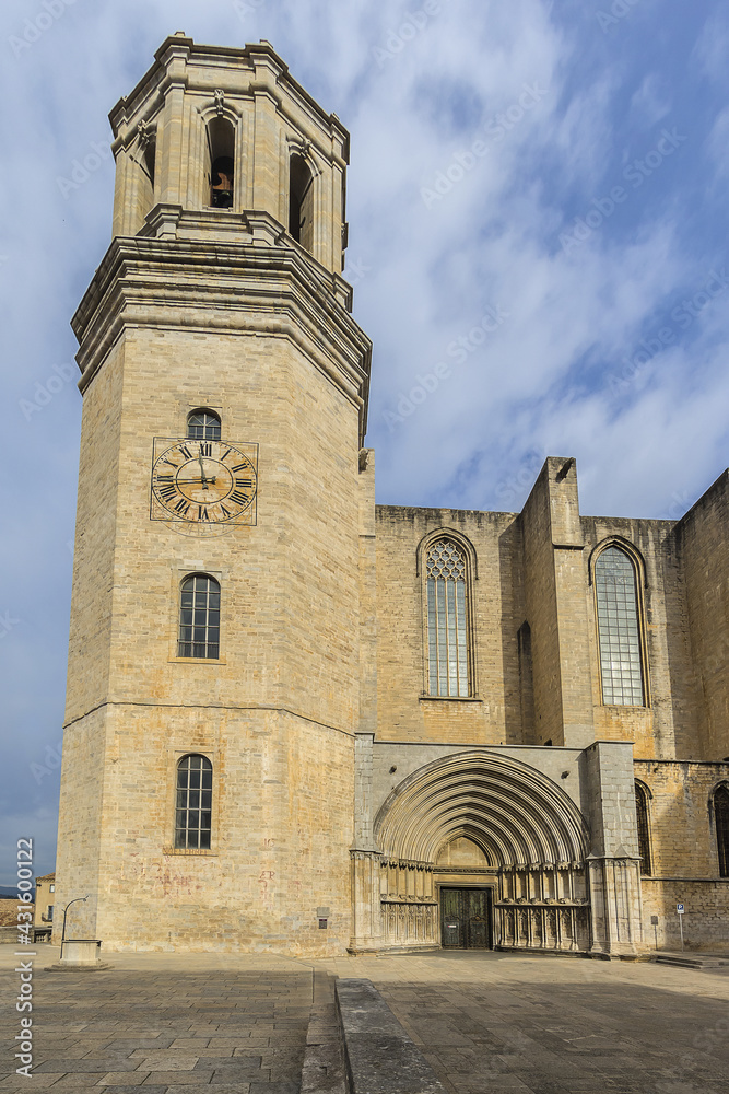 Girona Cathedral (Cathedral of Saint Mary of Girona). Constructions began in the 11th century. Girona, Spain.
