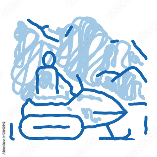 snowmobile winter transport doodle icon hand drawn illustration