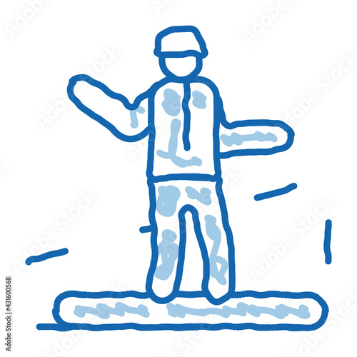 snowboarder slalom doodle icon hand drawn illustration