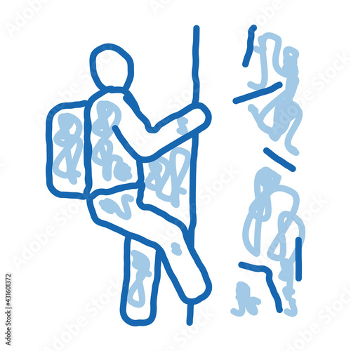 alpinist climbing doodle icon hand drawn illustration