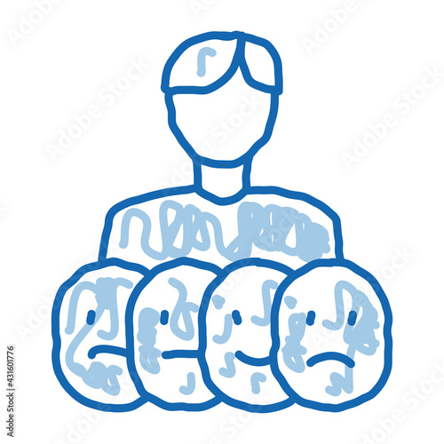 human deepfake many faces doodle icon hand drawn illustration