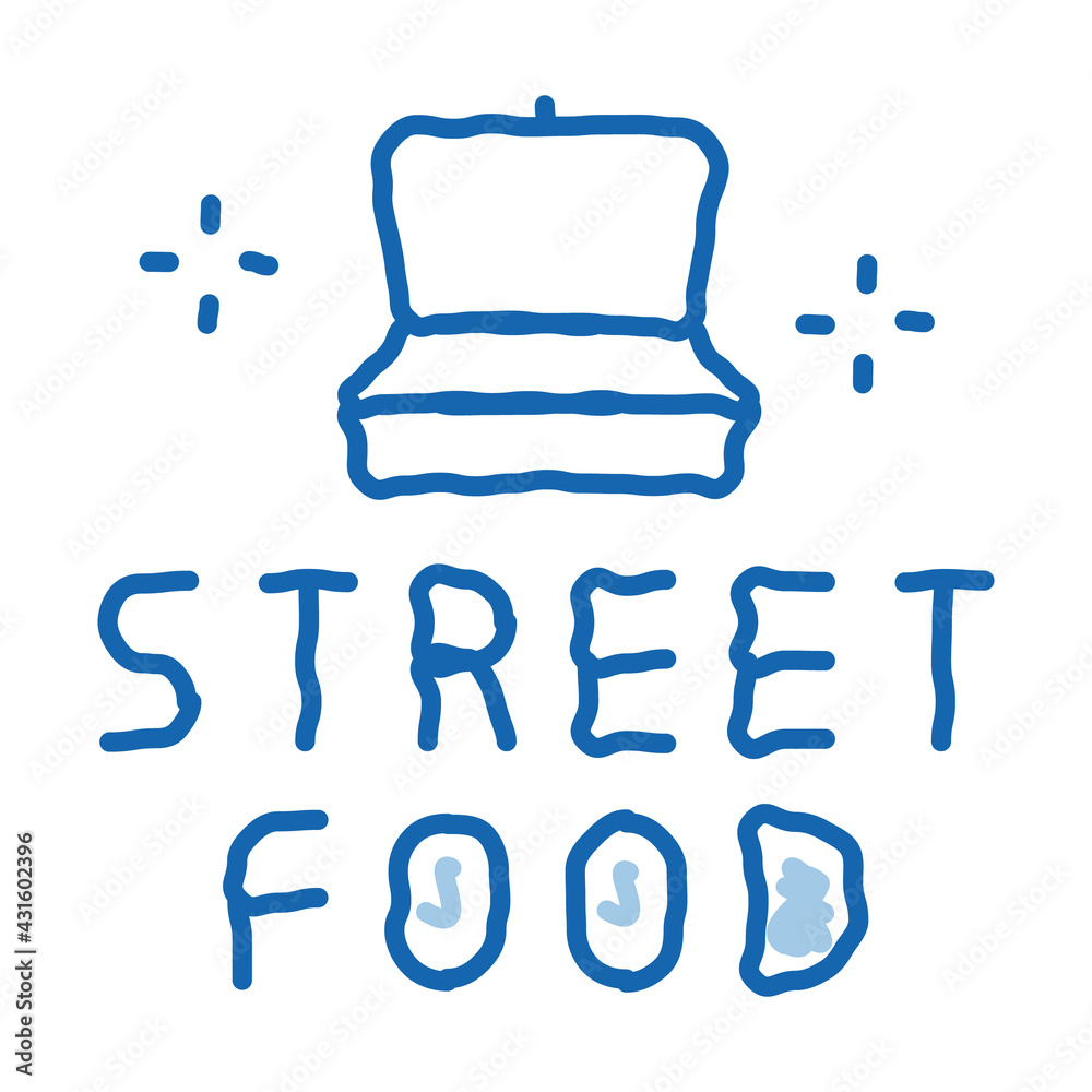 Fototapeta premium street food container doodle icon hand drawn illustration
