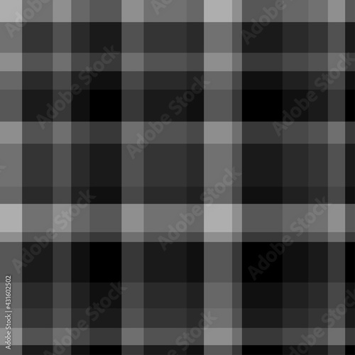 Seamless pattern. Checkered monochrome background. Abstract cloth texture. Print for textiles. Black and white illustration