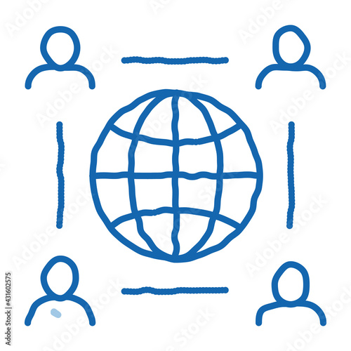 worldwide outsource employees doodle icon hand drawn illustration