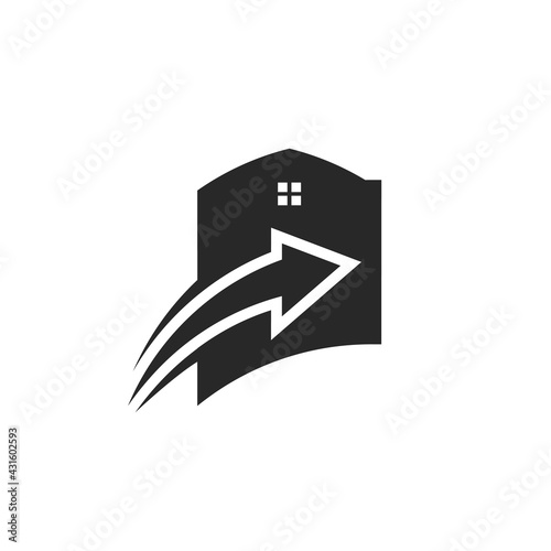 Arrow home logo design template, house, real estate, residential icon.