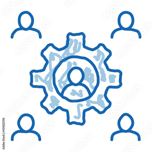 working outsource emplayees doodle icon hand drawn illustration