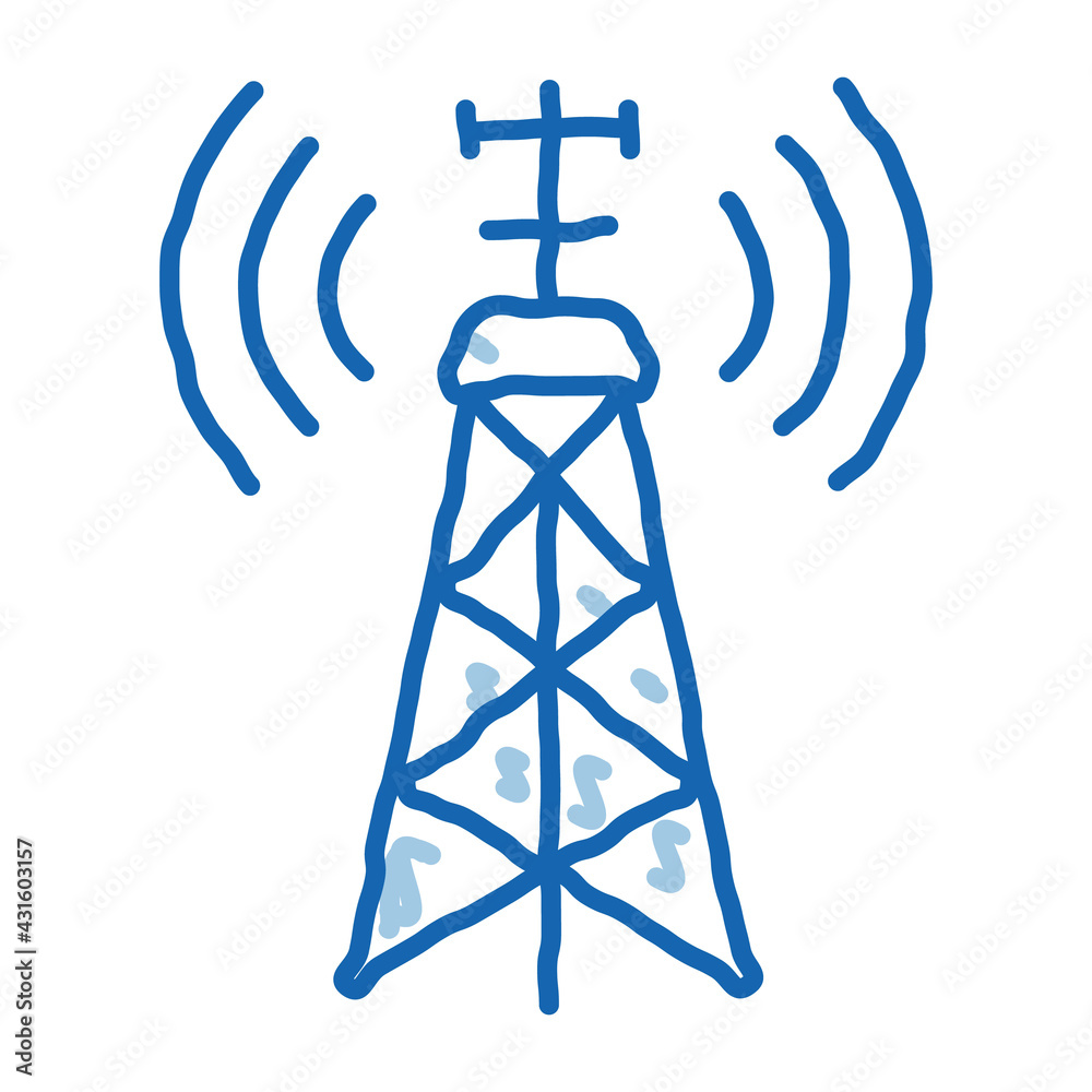 air navigation signal tower doodle icon hand drawn illustration air navigation signal tower doodle icon hand drawn illustration
