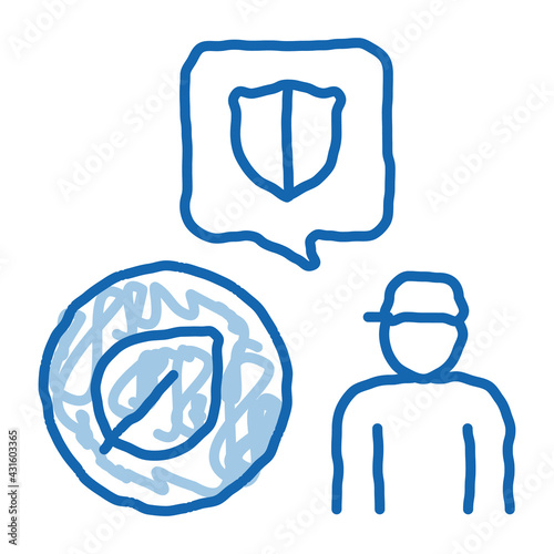 forestry defender protector doodle icon hand drawn illustration