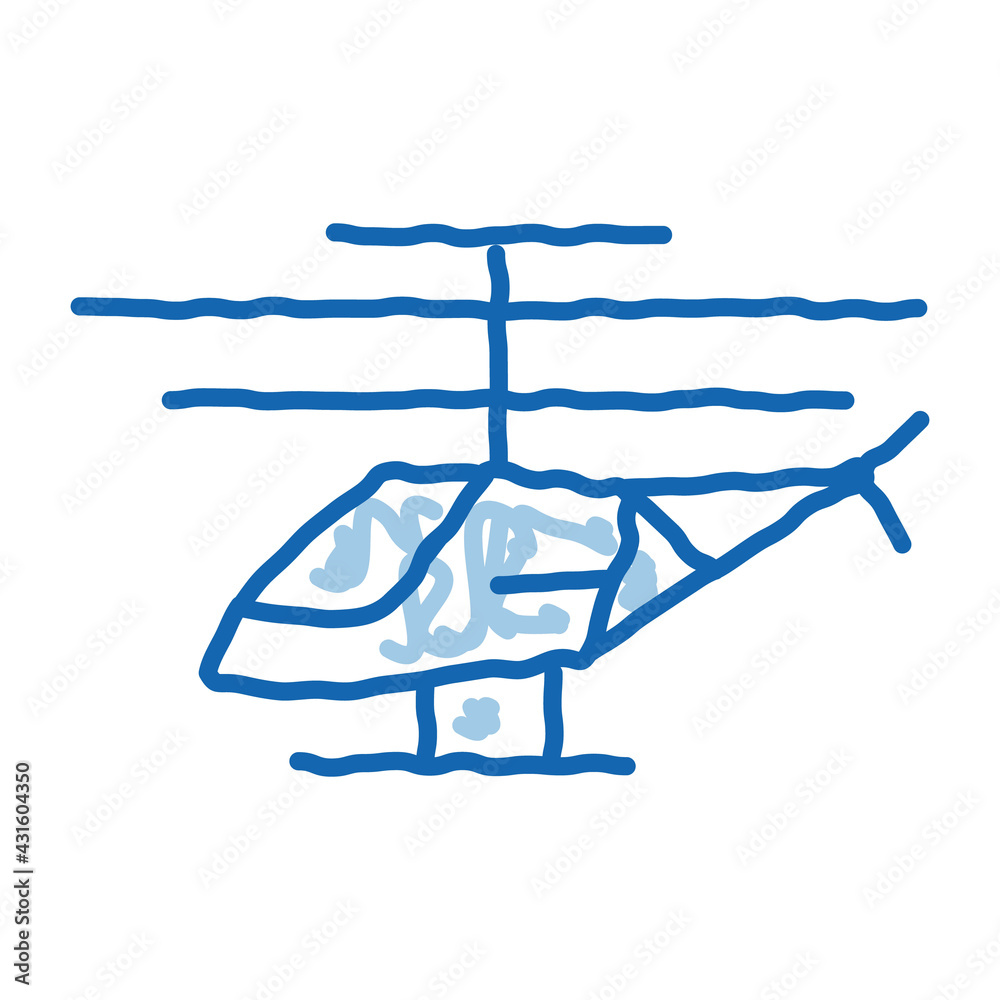 drone helicopter doodle icon hand drawn illustration