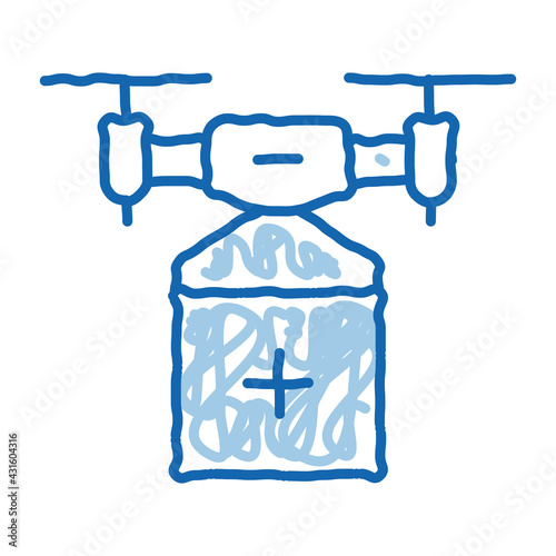 drone delivery doodle icon hand drawn illustration