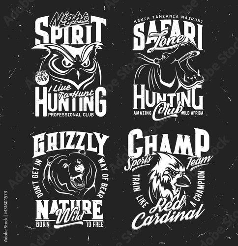 Safari hunting, sport team fan t-shirt print Fotobehang