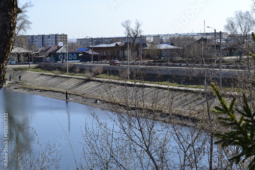 Krasnoyarsk region Minusinsk Russia April 2021.Channel of the Yenisei River. photo