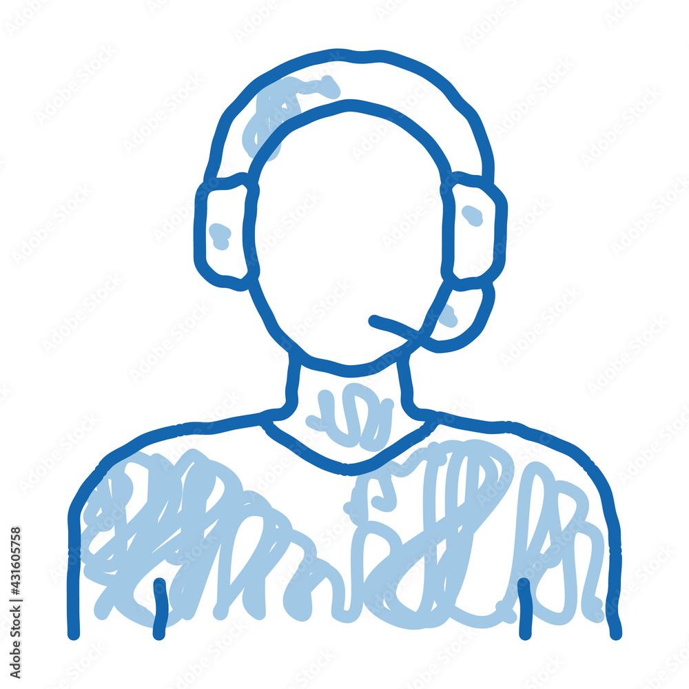 webshop call center operator doodle icon hand drawn illustration webshop call center operator doodle icon hand drawn illustration