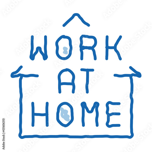 work at home doodle icon hand drawn illustration