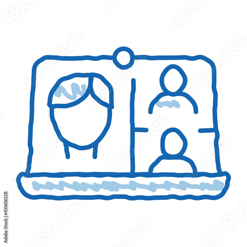 video conference doodle icon hand drawn illustration