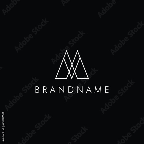 M Letter Outline Logo Design Vector