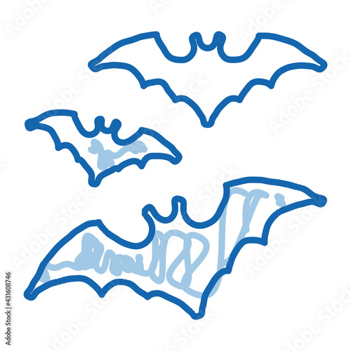 halloween bat doodle icon hand drawn illustration