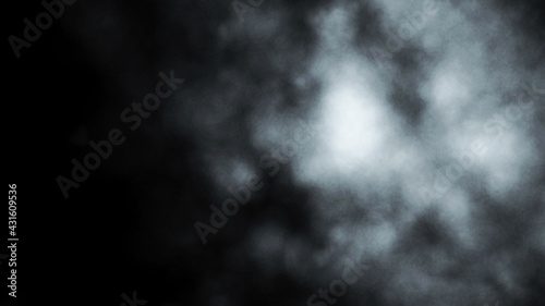 White smoke on black Background. Abstract illustration. 3d rendering.