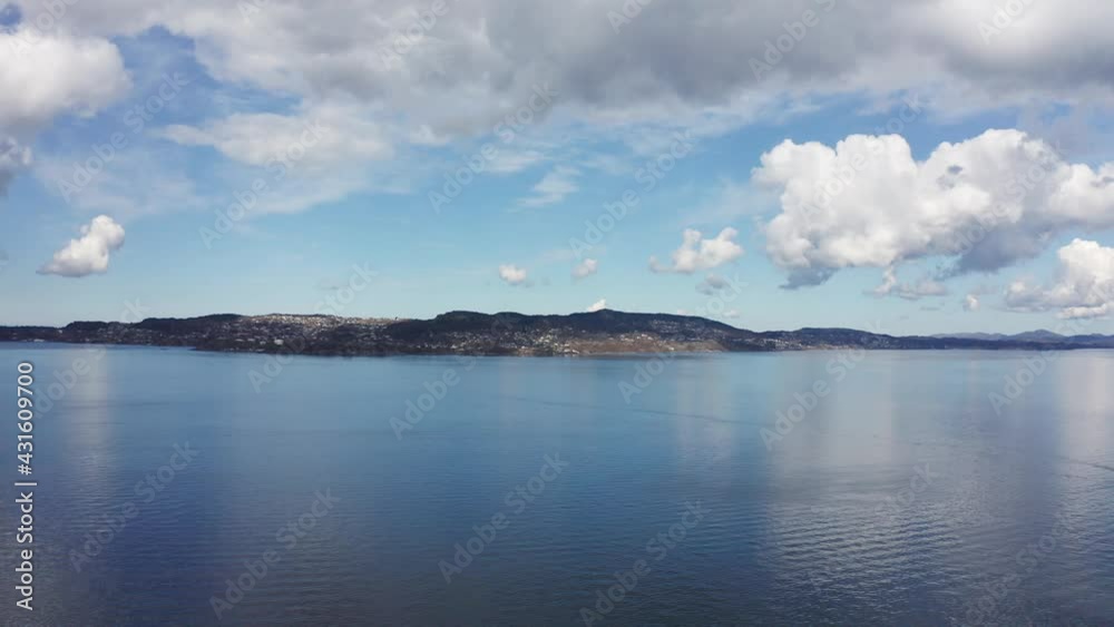 Distant aerial overview of Askoy island - Island outside Bergen Norway Distant aerial overview of Askoy island - Island outside Bergen Norway