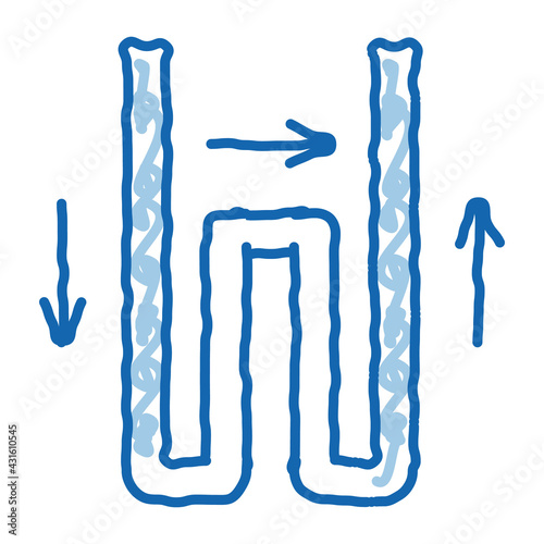 geothermal tube heating equipment doodle icon hand drawn illustration