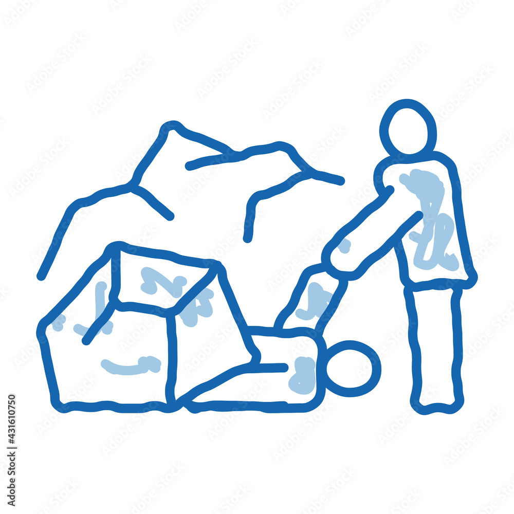 saving human from rubble doodle icon hand drawn illustration saving human from rubble doodle icon hand drawn illustration