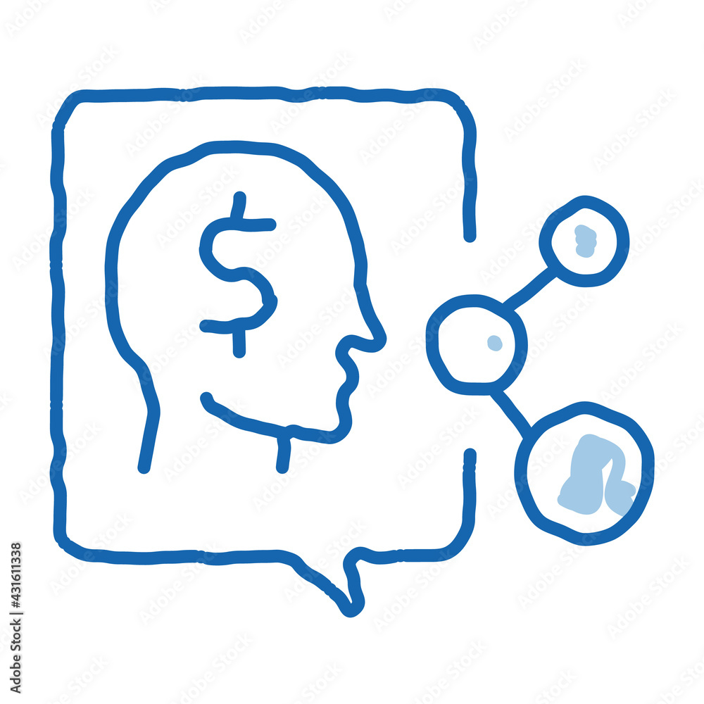 human think about money doodle icon hand drawn illustration human think about money doodle icon hand drawn illustration